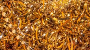 non-ferrous metal gold and copper shavings